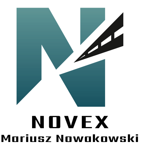 Novex Mariusz Nowakowski, z podpisem, czarna czcionka